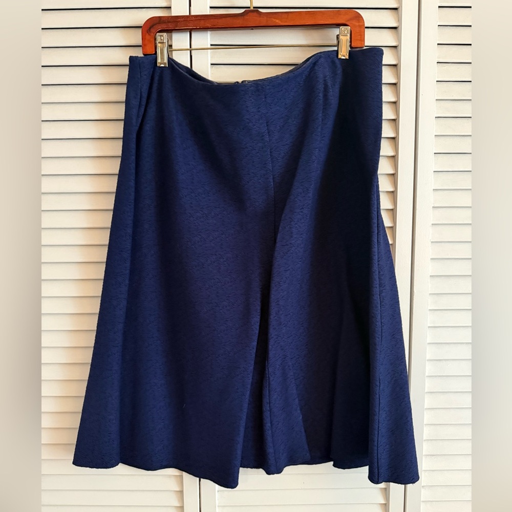 CAbi Blue Midi A-Line Skirt with Slit